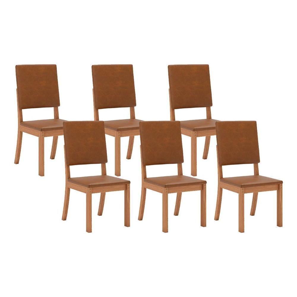 Cadeira Sala de Jantar Milla Plus Kit 6 Un Nature/Courano/Caramelo - Henn - 1