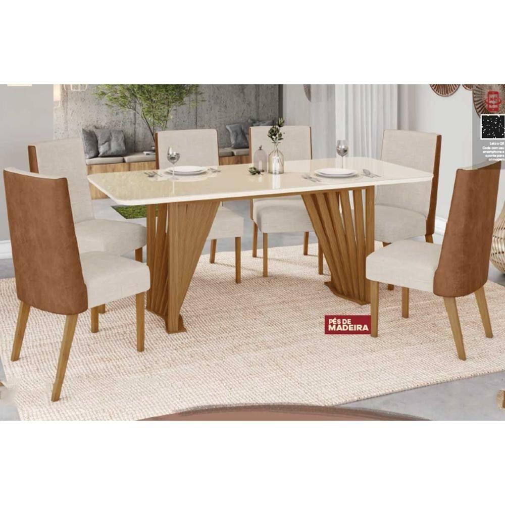 Kit 2 Cadeiras de Cozinha Anne 2 Un Nature/Linho Bege e Courano Marrom - Henn - 7