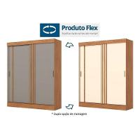 Guarda Roupa Casal 2 Portas de Correr (1 c/ Espelho) e 2 Gavetas Briz B353 Nature/Off White - Henn
