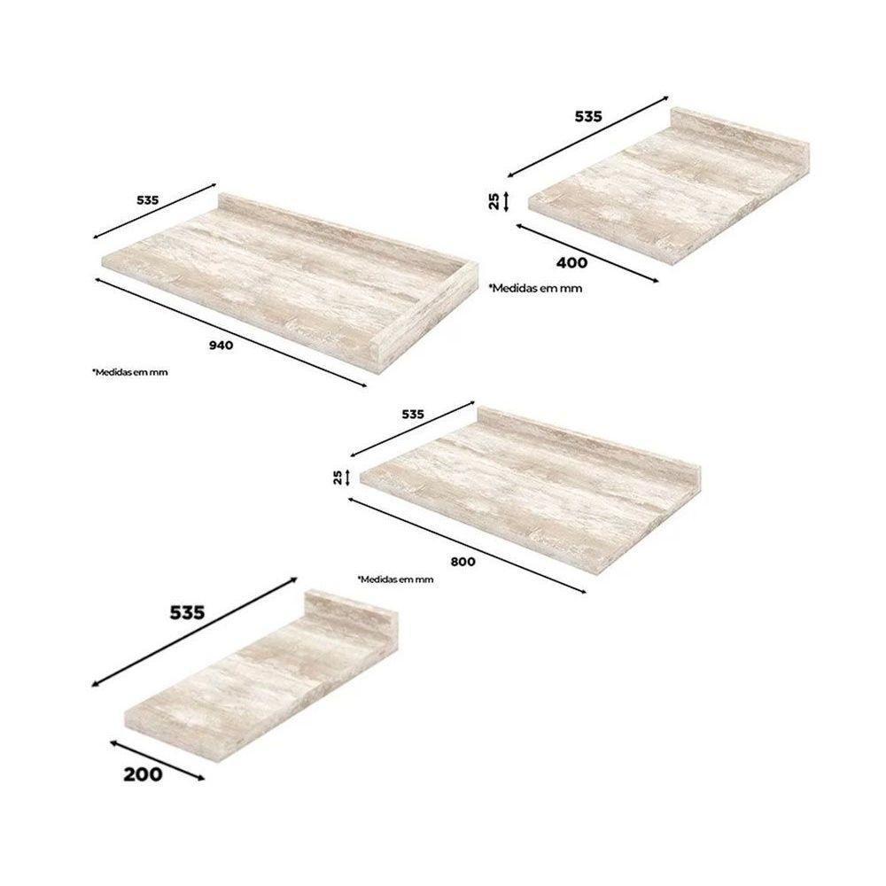 Cozinha Completa Americana 16 Peças (6 Armários + 1 Paneleiro + 5 Balcões + 4 Complementos) C5P38 Cinza - Henn - 6