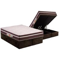 Cama Box Baú Queen: Colchão Anatômico Polar D28 Orthoface Vip + Base CRC Suede Brown (158x198) - 1