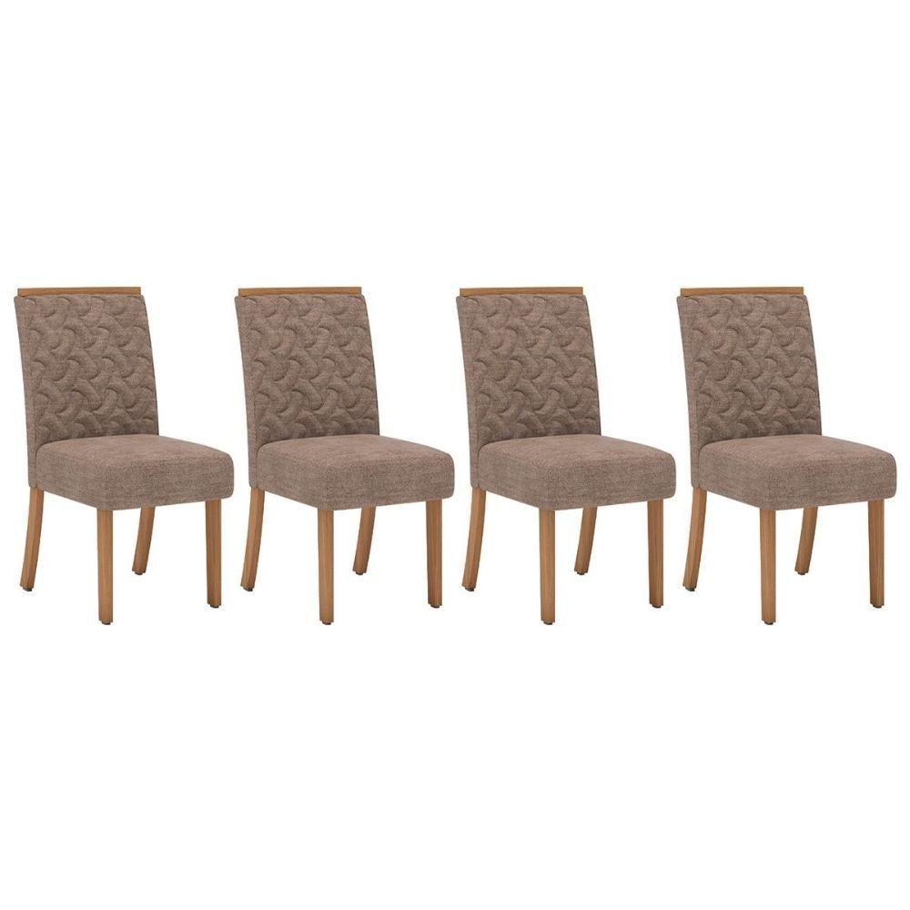 Cadeira Sala de Jantar Esther Kit 4 Un Nature/Linho Cacao - Henn - 1