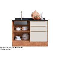 Cozinha Completa Versalis 6 Peças (2 Aéreos + 1 Nicho + 2 Balcões + 1 Complemento) C6P196 Freijo/Cinza Argila - Herval