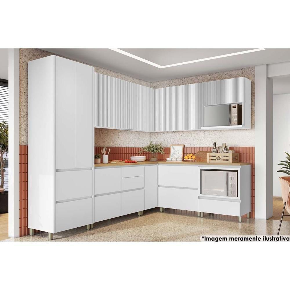 Balcão Cozinha p/ Cooktop c/ Tampo Rainha c/ 1 Porta e 1 Nicho Forno 70 cm Branca/Nature - Nesher - 5