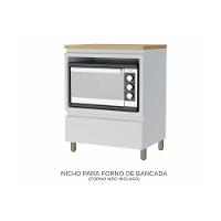 Balcão Cozinha p/ Cooktop c/ Tampo Rainha c/ 1 Porta e 1 Nicho Forno 70 cm Branca/Nature - Nesher