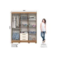 Guarda Roupa Solteiro 6 Portas e 3 Gavetas c/ Espelho Briz B23 Nature/Off White - Henn - 2