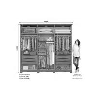 Guarda Roupa Casal 6 Portas (2 c/ Espelho) e 6 Gavetas c/ Pés Leblon Nature/Off White - Henn - 2