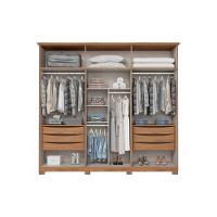 Guarda Roupa Casal 6 Portas (2 c/ Espelho) e 6 Gavetas c/ Pés Leblon Nature/Off White - Henn - 3