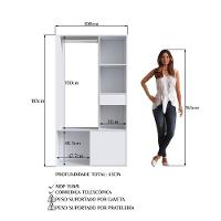 Guarda Roupas Closet Com 1 Gaveta 1 Cabideiro 2 Prateleiras E 1 Porta Cl100 Branco - 5