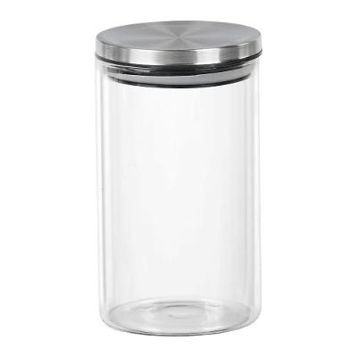 Pote De Vidro Com Tampa Inox Redondo 1l 17x10cm