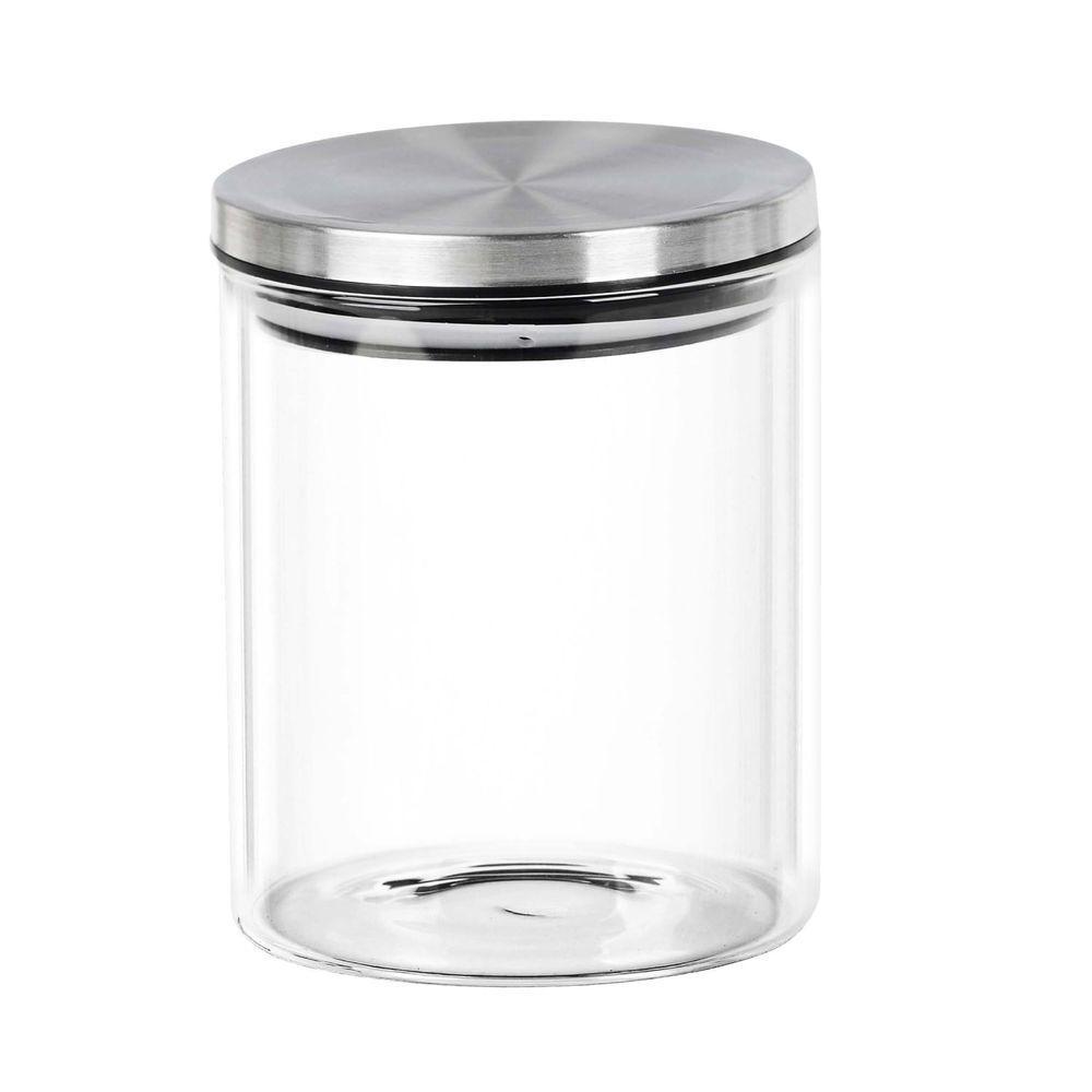 Pote De Vidro Com Tampa Inox Redondo 350ml 95x8cm - 1