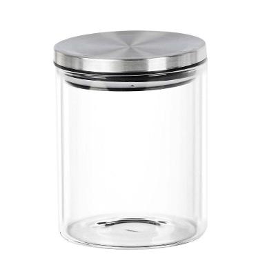 Pote De Vidro Com Tampa Inox Redondo 350ml 95x8cm