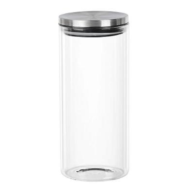 Pote De Vidro Com Tampa Em Inox Redondo 14l 22x10cm
