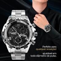 Relogio Masculino Prata Aço Inoxidável + Caixa Premium - 3
