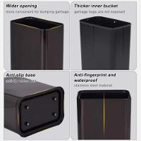 Lixeira Escritorio Sem Tampa Inox Preta 10 Litros Cesto Lixo Aberto Black Aro Banheiro Cozinha Luxo