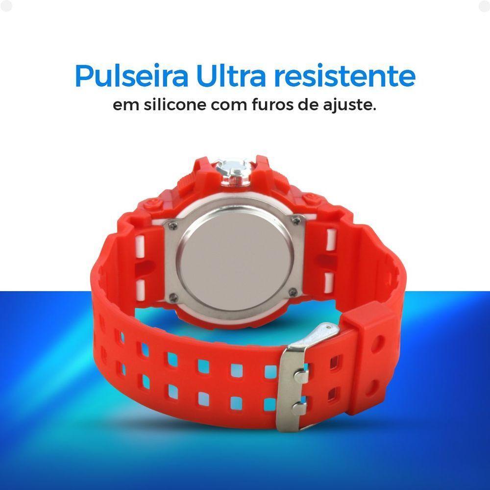 Relogio Digital Infantil Silicone Menino Criança + Caixa Vermelho Kids Adolescente Data Original - 2