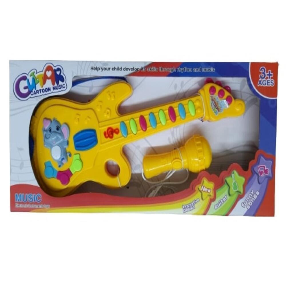 Guitarra Infantil Eletrica Com Microfone Karaoke Som E Luz Musical Bebe Criança - 3
