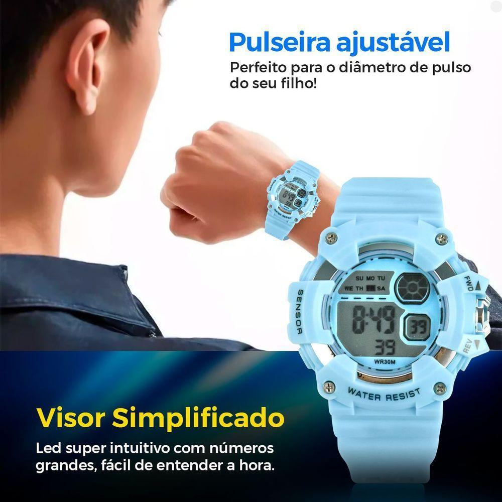 Relogio Infantil Digital Criança Menino Silicone + Caixa - 4