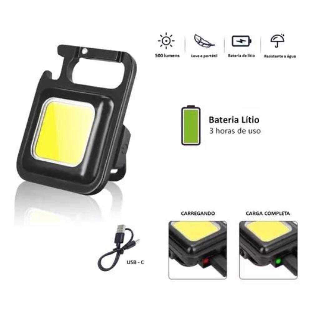 Lanterna Recarregável Chaveiro Multifunção Led Cob Abridor - 5