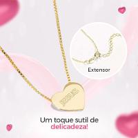 Colar Feminino Aço Dourado + Caixa + Pingente Jesus Coração - 5