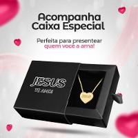 Colar Feminino Aço Dourado + Caixa + Pingente Jesus Coração - 6