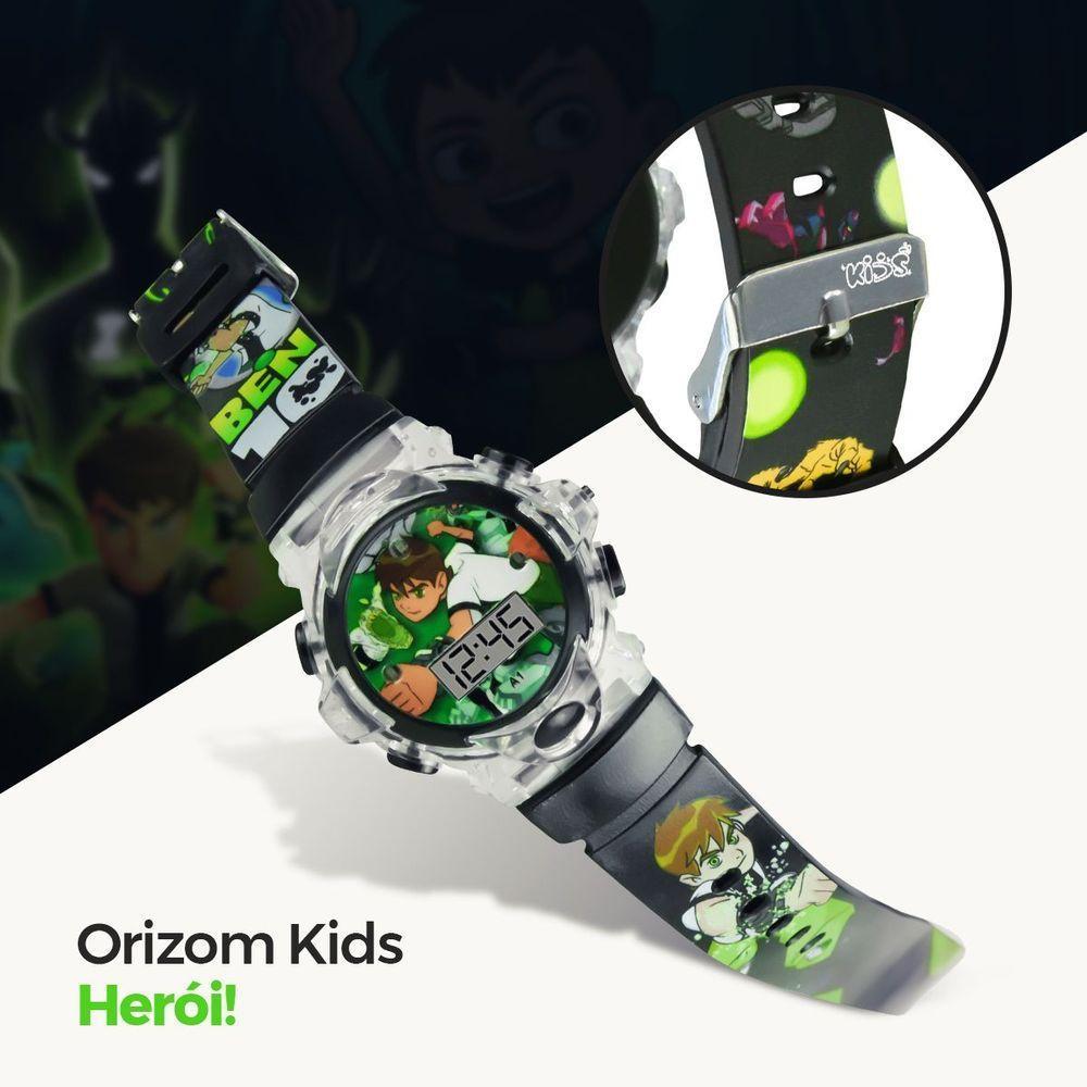 Relogio Digital Led Ben10 Infantil Preto Silicone + Caixa - 2