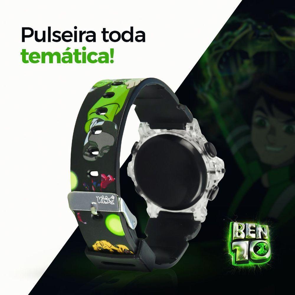 Relogio Digital Led Ben10 Infantil Preto Silicone + Caixa - 3