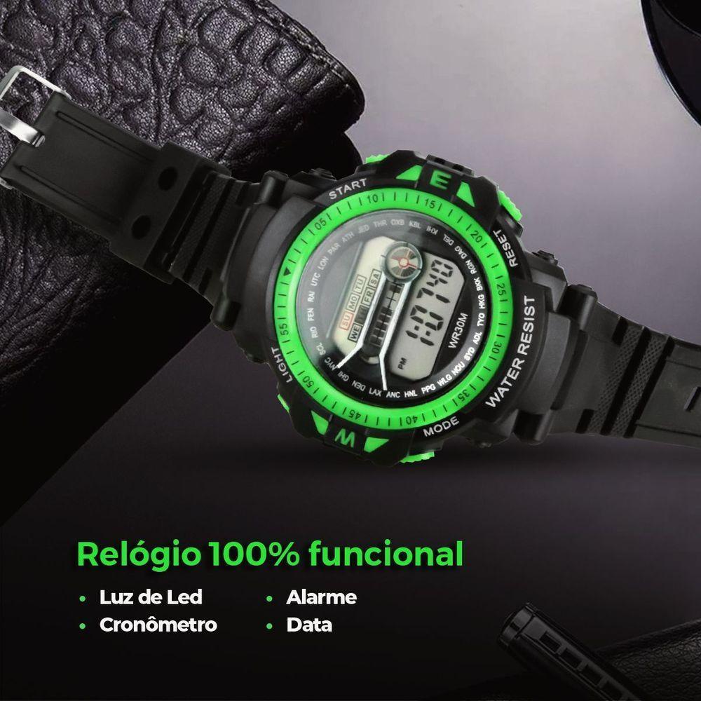 Relogio Digital Led Infantil Silicone Preto Criança + Caixa Kids - 3