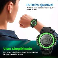 Relogio Digital Led Infantil Silicone Preto Criança + Caixa Kids - 4