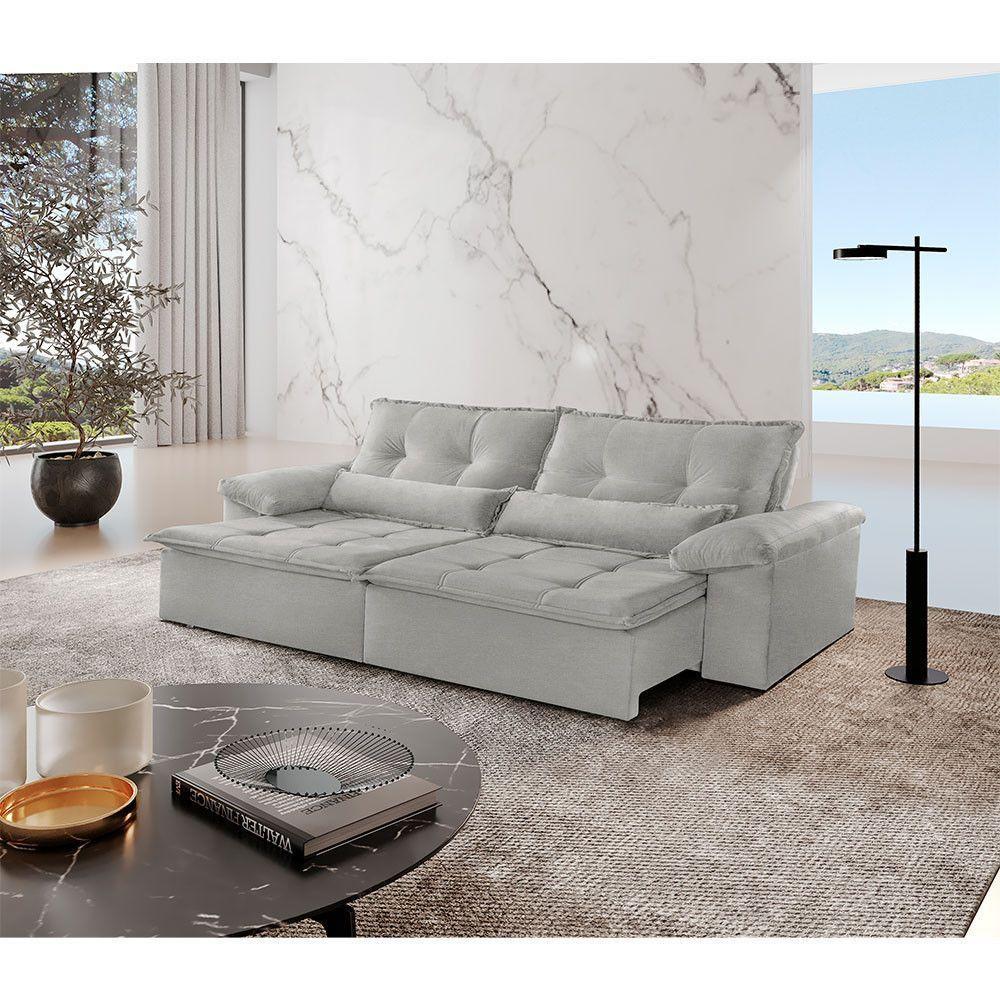 Sofá Parma Linho 02 Módulos De 100m B25cm Meu Sofá Online A230 Linho Cinza - 1