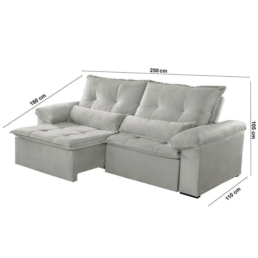 Sofá Parma Linho 02 Módulos De 100m B25cm Meu Sofá Online A230 Linho Cinza - 6