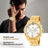 Cordao Grumet Crucifixo + Caixa + Relogio Dourado Masculino Robusto Social Casual Original Jesus - 3