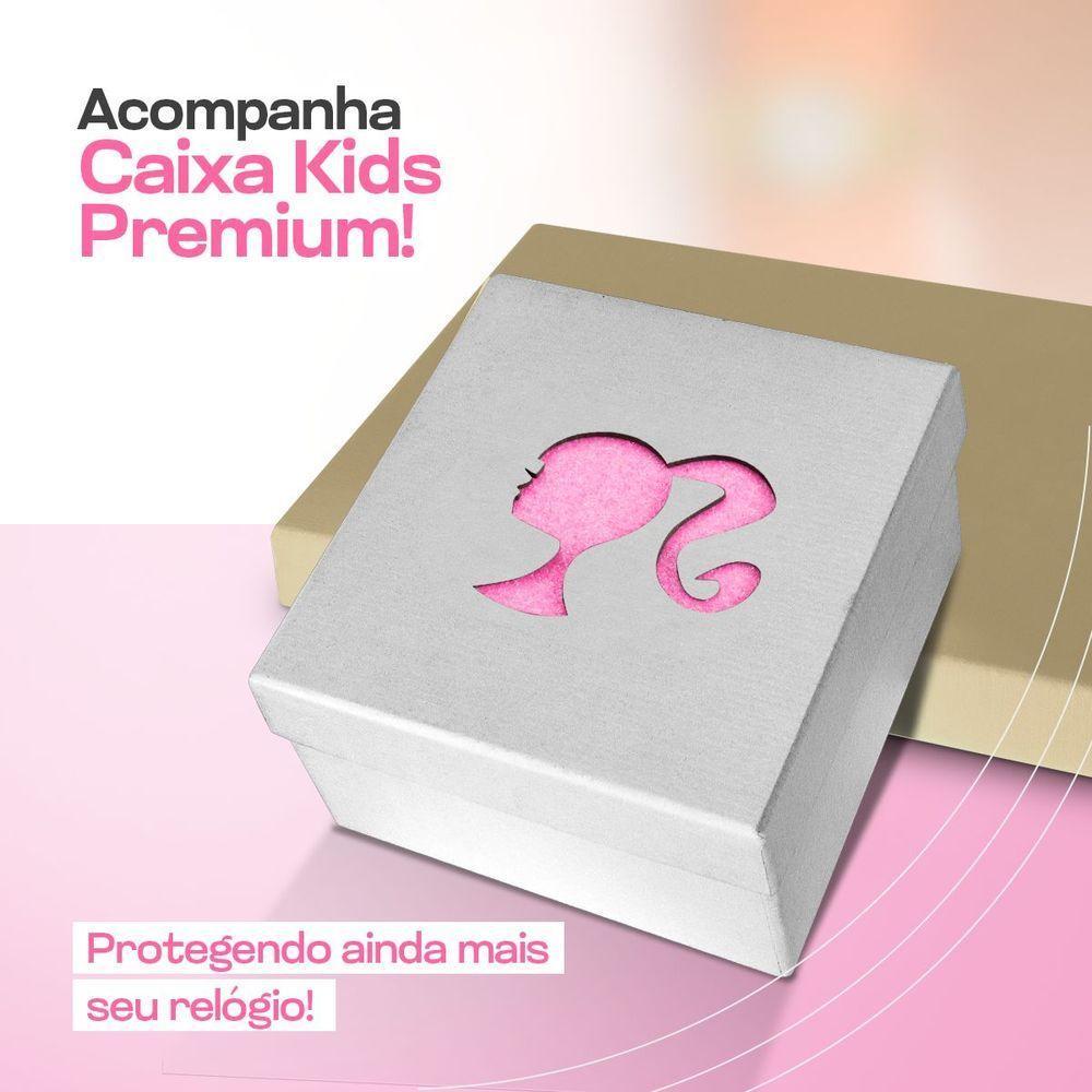 Relogio Digital Infantil Rosa + Oculos Proteção Uv + Caixa Kids Barbie Ajustavel Silicone Barbie - 2