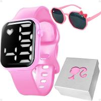 Relogio Digital Infantil Rosa + Oculos Proteção Uv + Caixa Kids Barbie Ajustavel Silicone Barbie - 1