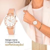 Relogio Rose Aço Feminino + Caixa + Brinco Colar Coração Ponteiro Social Presente Original Banhado - 3