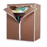 Guarda Roupa Arara Prateleira Cabideiro Portatil Armario Multifuncional Dobravel Organizador Marrom - 7