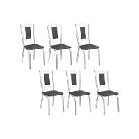 Cadeira Sala de Jantar Florença 2C005 Aço Kit 6 Uni Cromada/Preto 110 - Kappesberg - 1