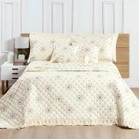 Kit Cobre Leito Colcha Nuance Queen 06 Peças Percal 200 Fios 100% Algodão Bordado - Vanilla - 1