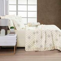 Kit Cobre Leito Colcha Nuance Queen 06 Peças Percal 200 Fios 100% Algodão Bordado - Vanilla - 2