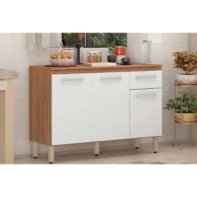 Gabinete p/ Pia Cozinha Balcão c/ Tampo Dama c/ 3 Portas e 1 Gaveta 120cm Amendola/Branco - Demóbile