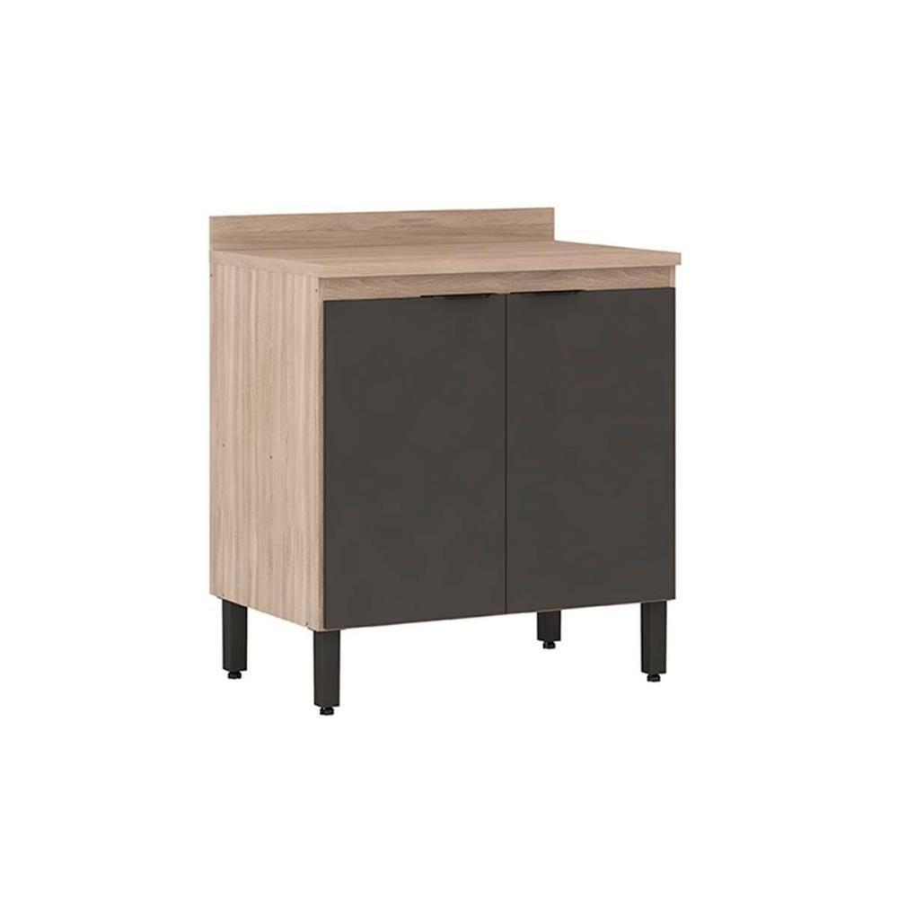 Balcão Cozinha p/ Cooktop c/ Tampo Firenze c/ 2 Portas 80cm Avena/Grafito - Demóbile - 1