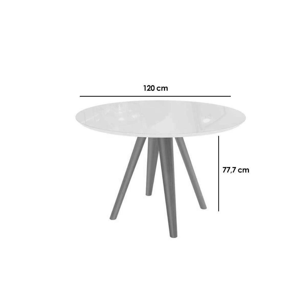 Sala de Jantar Completa Duna Tampo Madeirado c/ Vidro 120x120cm e 4 Cadeiras Lola Carvalho/Off White/Vidro Off White - Linho Cin - Kappesberg - 2