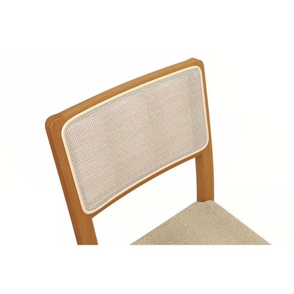 Sala de Jantar Completa Duna Tampo Madeirado c/ Vidro 120x120cm e 4 Cadeiras Lola Carvalho/Off White/Vidro Off White - Linho Cin - Kappesberg - 4