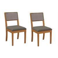 Sala de Jantar Completa Duna Tampo Madeirado c/ Vidro 120x120cm e 4 Cadeiras Lola Carvalho/Off White/Vidro Off White - Linho Cin - Kappesberg - 6