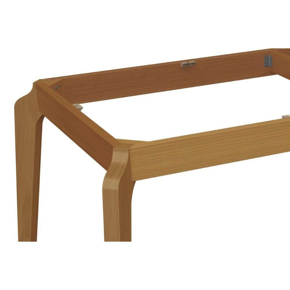 Mesa de Sala Jantar Petra c/ Tampo Madeirado c/ Vidro 100x200cm Carvalho/Off White/Vidro Off White - Kappesberg - 2