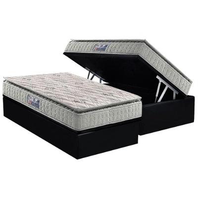 Conjunto Box Baú Solteiro: Colchão Espuma D Angelis Anjos D33 Orthosono One Face + Base CRC Suede Black (88x188)