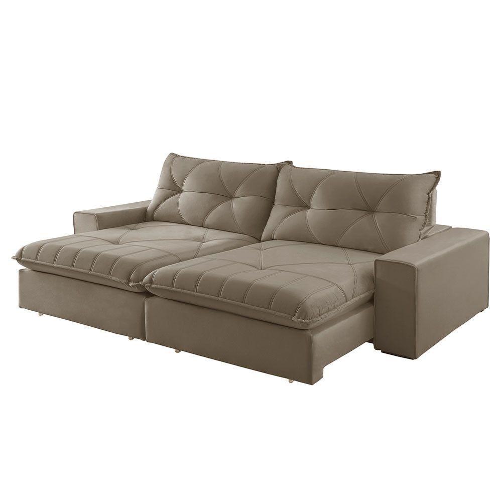 Sofá Hall Veludo Dois Módulos De 100m B25cm Meu Sofá Online B002 Veludo Capuccino - 2