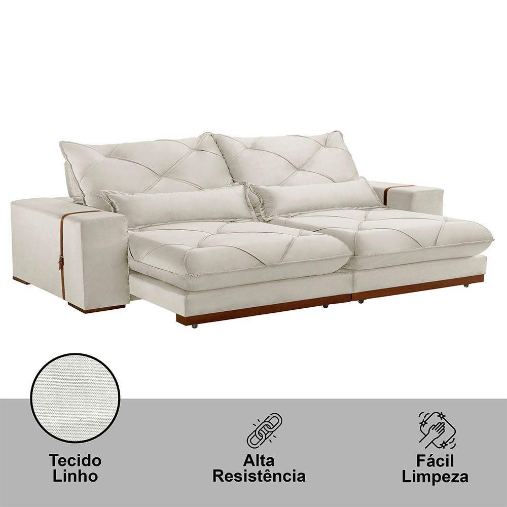 Sofá Turim Linho 02 Módulos De 100cm B25cm Meu Sofá Online A302 Linho Branco - 7