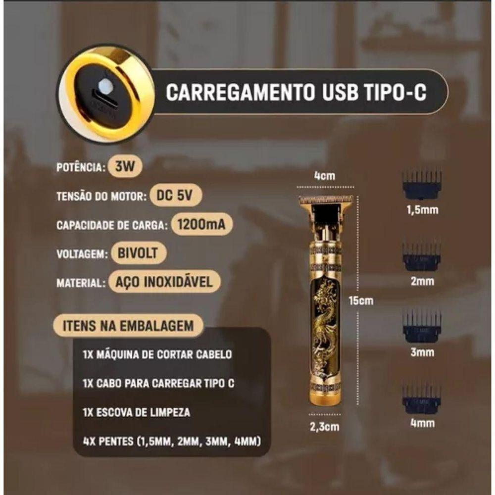 Aparador De Pelos Dragão Recarregável Longa Duração De Uso - 4