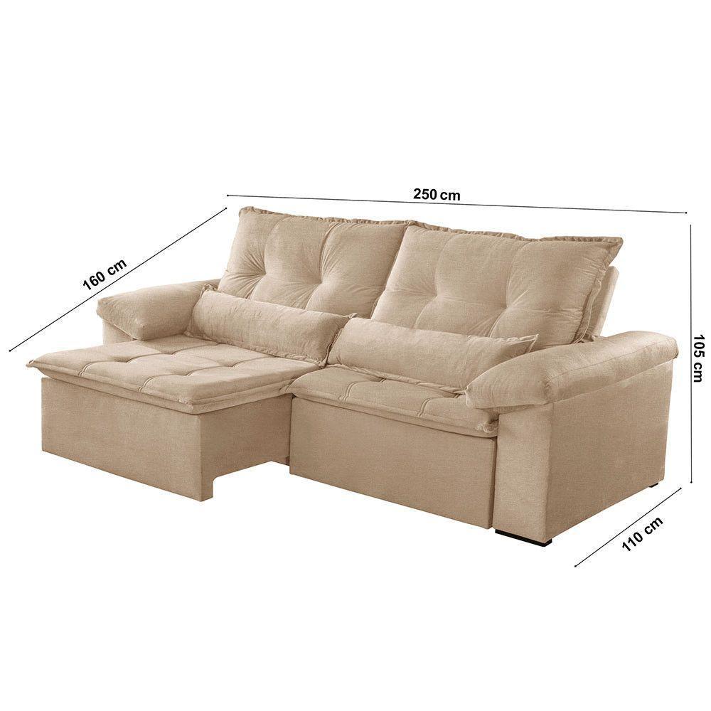 Sofá Parma Linho 02 Módulos De 100m B25cm Meu Sofá Online A226 Linho Bege - 5
